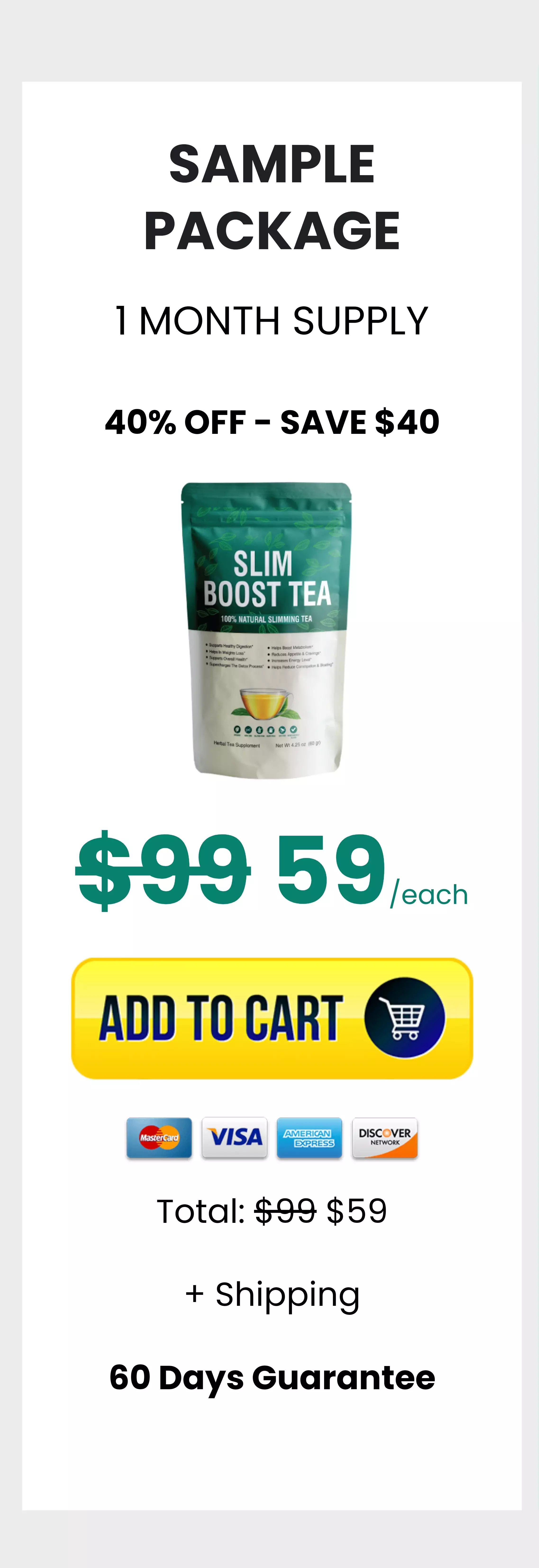 Slim Boost Tea 1 bag pricing